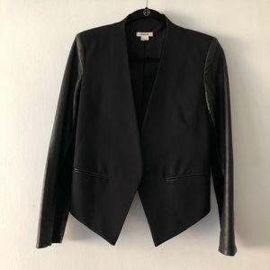 HELMUT LANG leather sleeve crop blazer